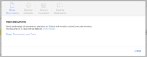Apple iCloud Web Reset Documents and Data